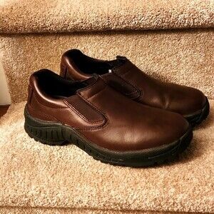 Bass Comfort "Basalt" Brown Leather Slip-on Shoes Men's 7.5 Women's 9